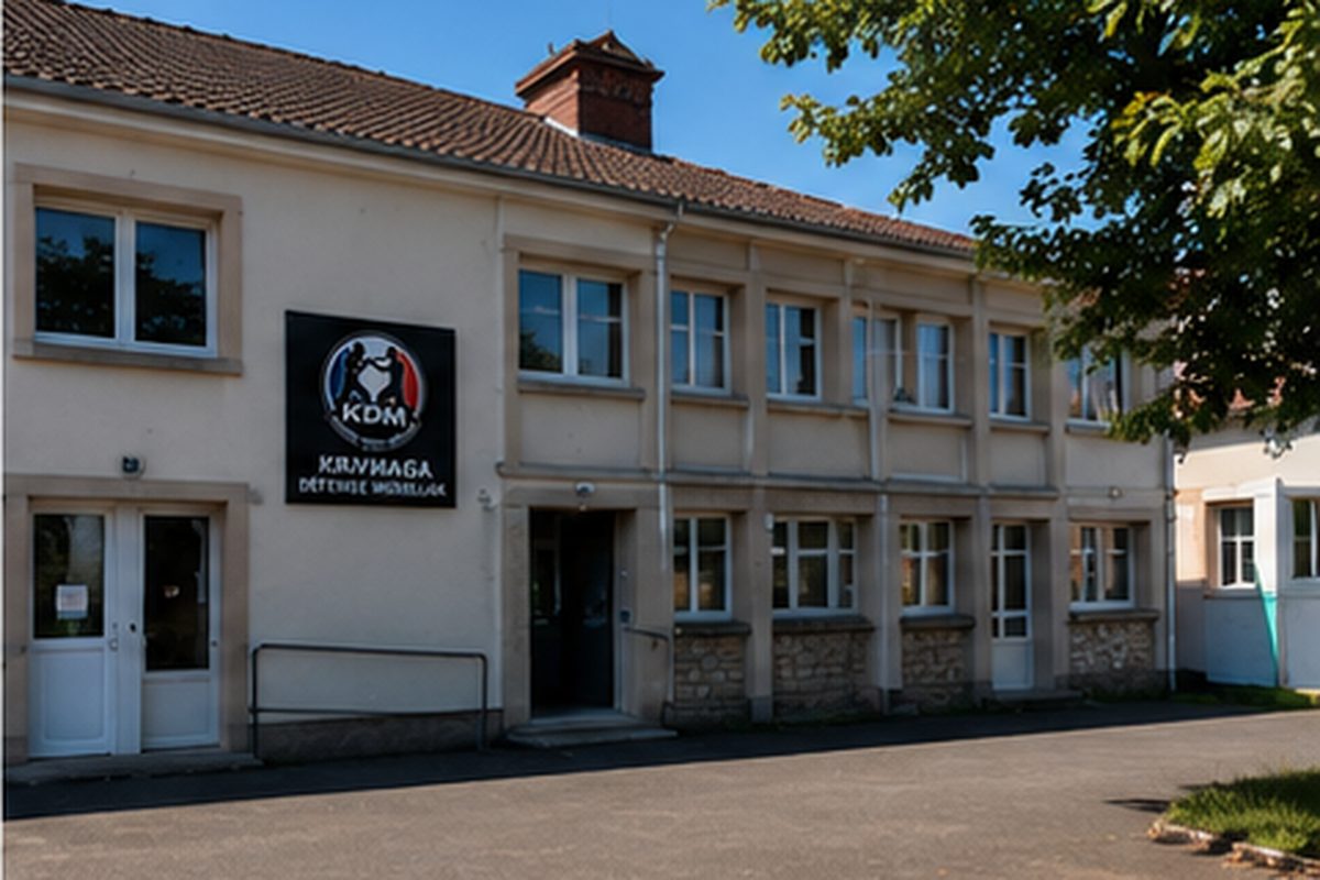 Façade et cour de l'ancienne école de Volkrange